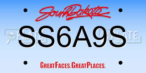 SS6A9S South Dakota License Plate