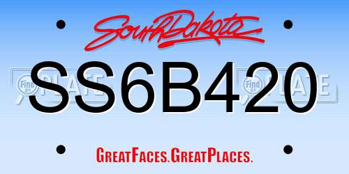 SS6B420 South Dakota License Plate