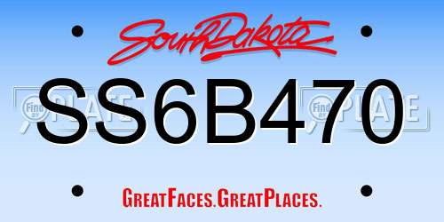 SS6B470 South Dakota License Plate