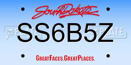 SS6B5Z South Dakota License Plate