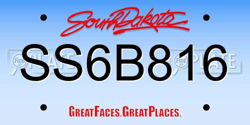SS6B816 South Dakota License Plate