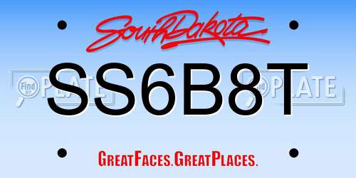 SS6B8T South Dakota License Plate