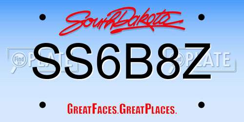 SS6B8Z South Dakota License Plate