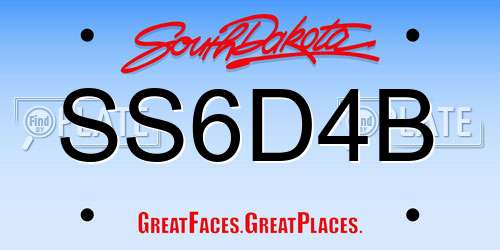 SS6D4B South Dakota License Plate
