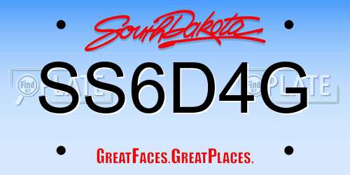 SS6D4G South Dakota License Plate