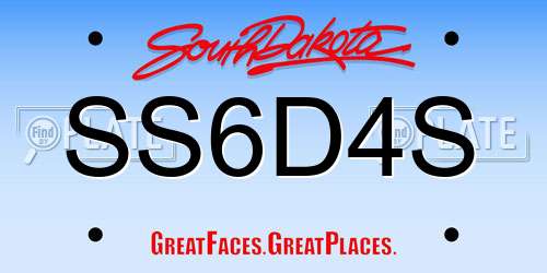 SS6D4S South Dakota License Plate