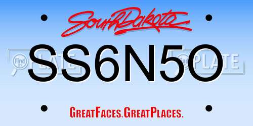SS6N5O South Dakota License Plate