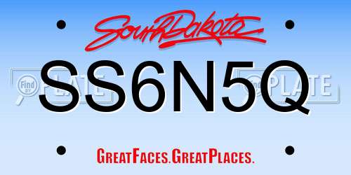 SS6N5Q South Dakota License Plate