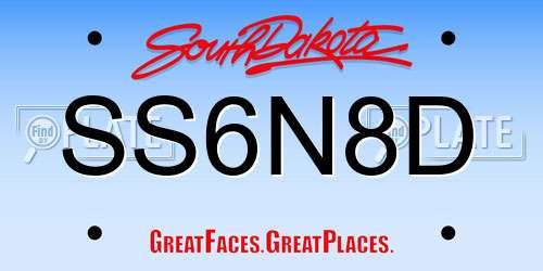 SS6N8D South Dakota License Plate