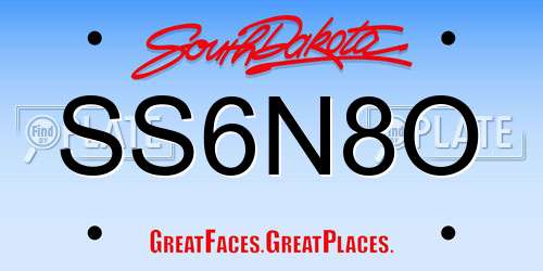 SS6N8O South Dakota License Plate