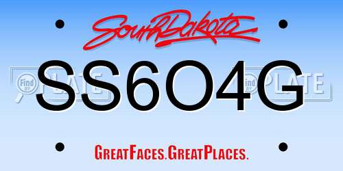 SS6O4G South Dakota License Plate