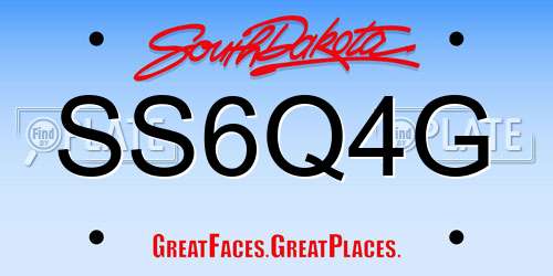 SS6Q4G South Dakota License Plate
