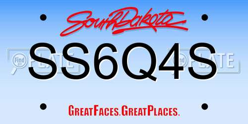 SS6Q4S South Dakota License Plate