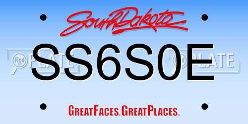 SS6S0E South Dakota License Plate