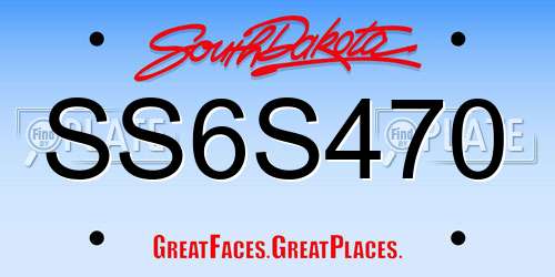 SS6S470 South Dakota License Plate