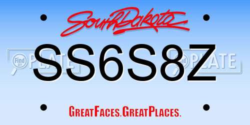 SS6S8Z South Dakota License Plate