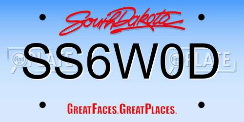 SS6W0D South Dakota License Plate