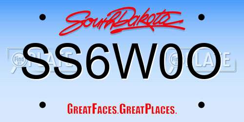 SS6W0O South Dakota License Plate