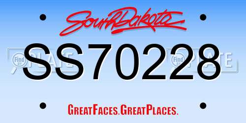 SS70228 South Dakota License Plate