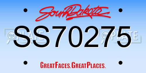 SS70275 South Dakota License Plate
