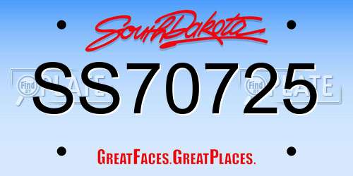 SS70725 South Dakota License Plate