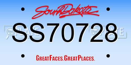 SS70728 South Dakota License Plate