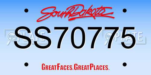 SS70775 South Dakota License Plate