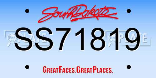 SS71819 South Dakota License Plate