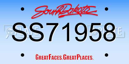 SS71958 South Dakota License Plate