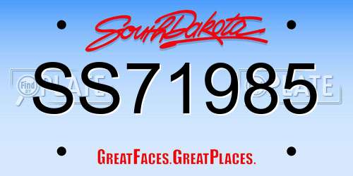 SS71985 South Dakota License Plate