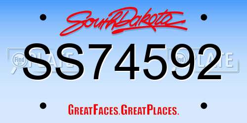 SS74592 South Dakota License Plate