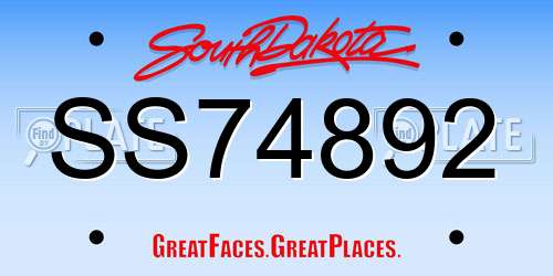 SS74892 South Dakota License Plate