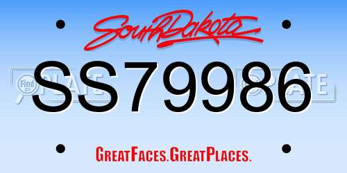 SS79986 South Dakota License Plate