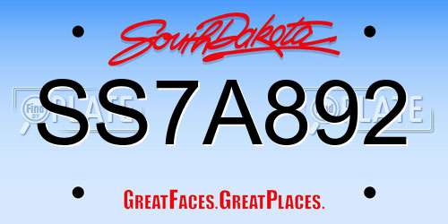 SS7A892 South Dakota License Plate