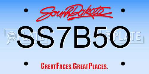 SS7B5O South Dakota License Plate