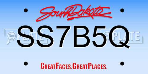SS7B5Q South Dakota License Plate