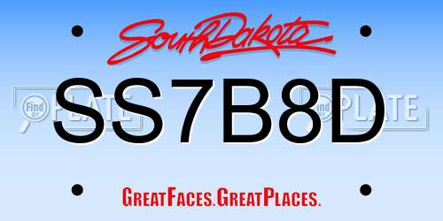 SS7B8D South Dakota License Plate