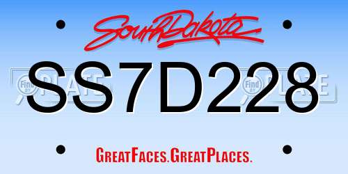 SS7D228 South Dakota License Plate