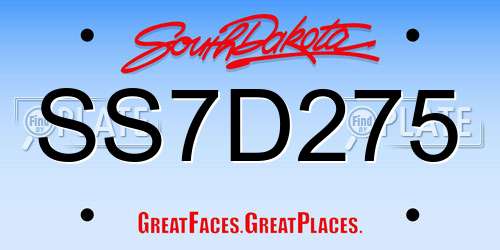 SS7D275 South Dakota License Plate