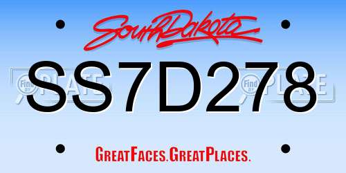 SS7D278 South Dakota License Plate