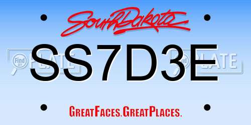 SS7D3E South Dakota License Plate