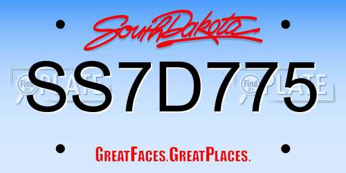 SS7D775 South Dakota License Plate