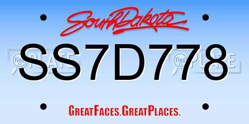 SS7D778 South Dakota License Plate