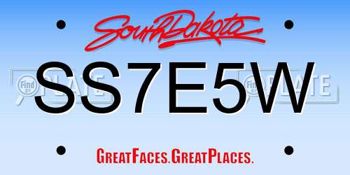 SS7E5W South Dakota License Plate
