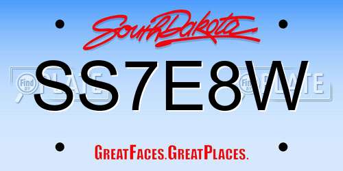 SS7E8W South Dakota License Plate
