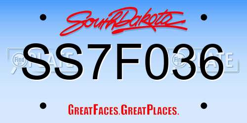 SS7F036 South Dakota License Plate