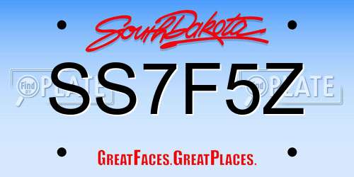 SS7F5Z South Dakota License Plate