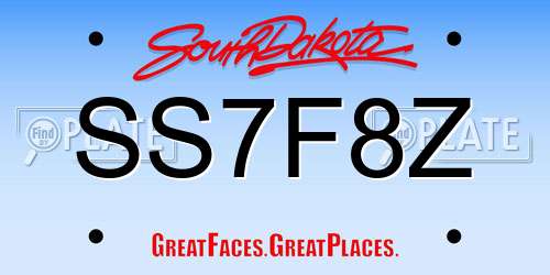 SS7F8Z South Dakota License Plate