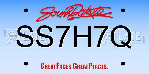 SS7H7Q South Dakota License Plate