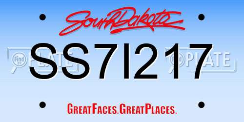 SS7I217 South Dakota License Plate